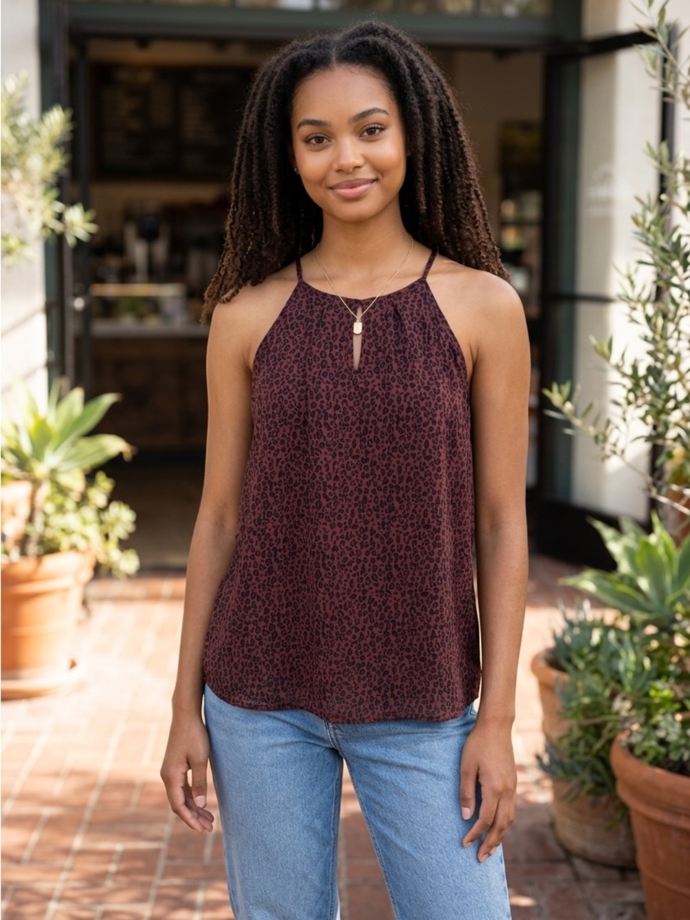 Papermoon Burgundy Leopard Halter Cami